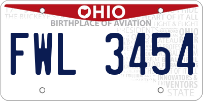 OH license plate FWL3454