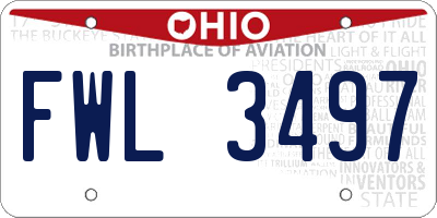 OH license plate FWL3497