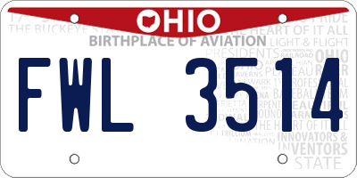 OH license plate FWL3514