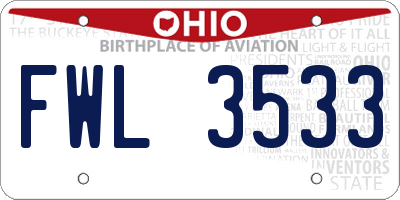 OH license plate FWL3533