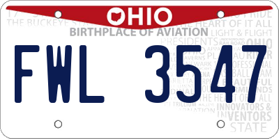 OH license plate FWL3547