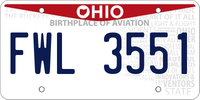 OH license plate FWL3551