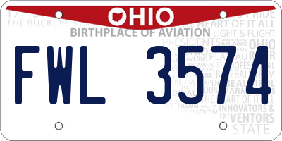OH license plate FWL3574