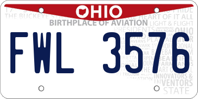 OH license plate FWL3576