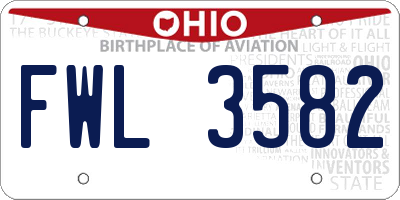 OH license plate FWL3582