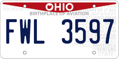 OH license plate FWL3597