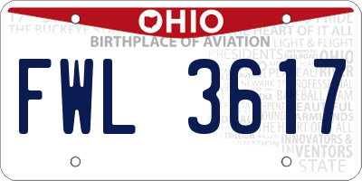 OH license plate FWL3617