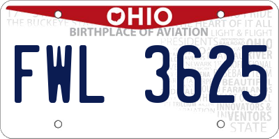 OH license plate FWL3625