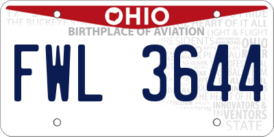 OH license plate FWL3644