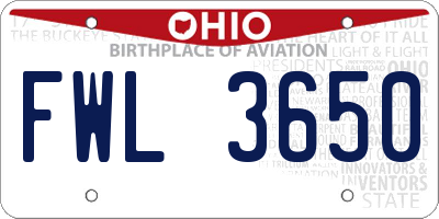 OH license plate FWL3650