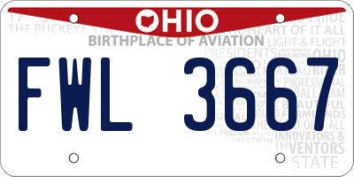 OH license plate FWL3667