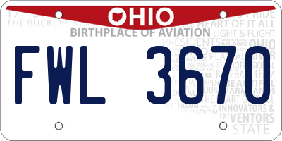 OH license plate FWL3670