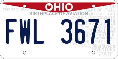 OH license plate FWL3671