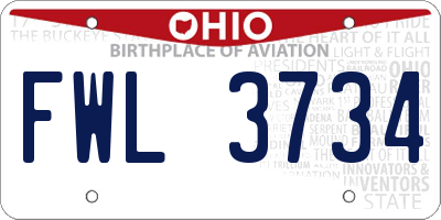 OH license plate FWL3734