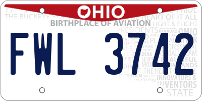 OH license plate FWL3742