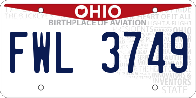 OH license plate FWL3749