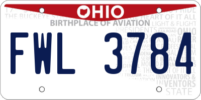 OH license plate FWL3784