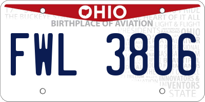 OH license plate FWL3806