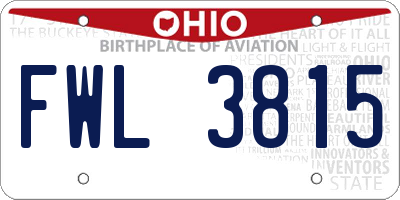 OH license plate FWL3815