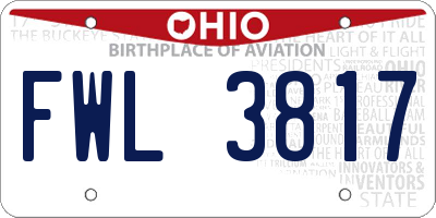 OH license plate FWL3817