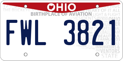 OH license plate FWL3821