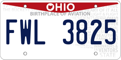 OH license plate FWL3825