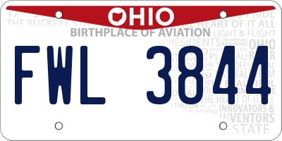 OH license plate FWL3844