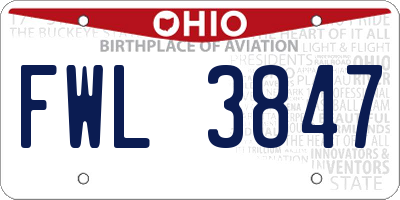 OH license plate FWL3847