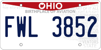 OH license plate FWL3852