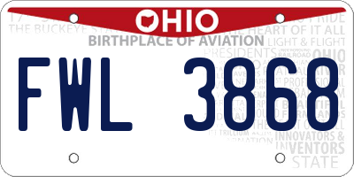 OH license plate FWL3868
