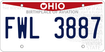 OH license plate FWL3887