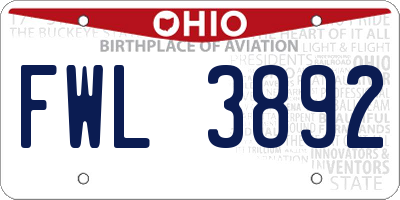 OH license plate FWL3892