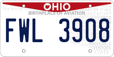 OH license plate FWL3908