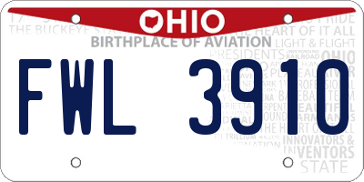 OH license plate FWL3910