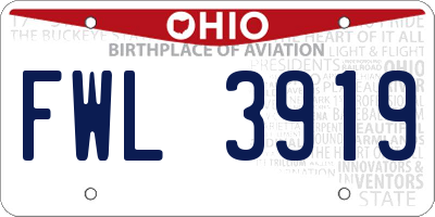 OH license plate FWL3919