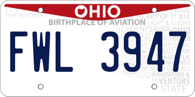 OH license plate FWL3947