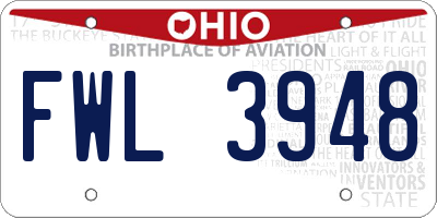 OH license plate FWL3948