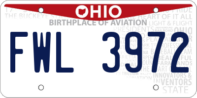 OH license plate FWL3972