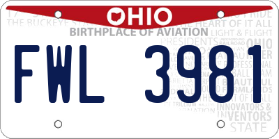 OH license plate FWL3981