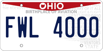 OH license plate FWL4000
