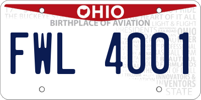 OH license plate FWL4001