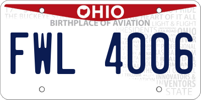 OH license plate FWL4006