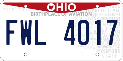 OH license plate FWL4017