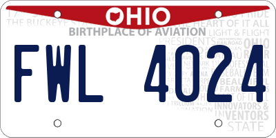 OH license plate FWL4024