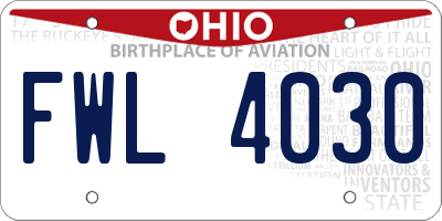OH license plate FWL4030