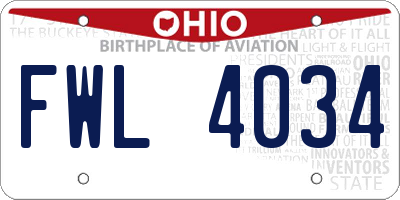 OH license plate FWL4034