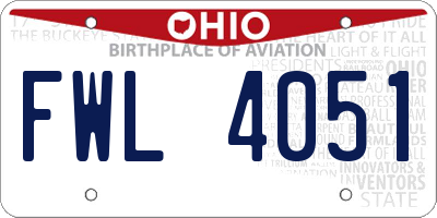 OH license plate FWL4051