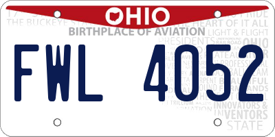 OH license plate FWL4052