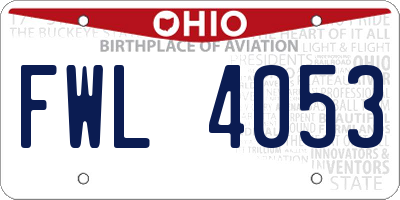 OH license plate FWL4053