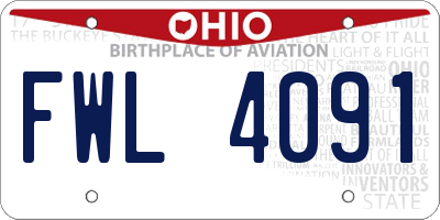 OH license plate FWL4091
